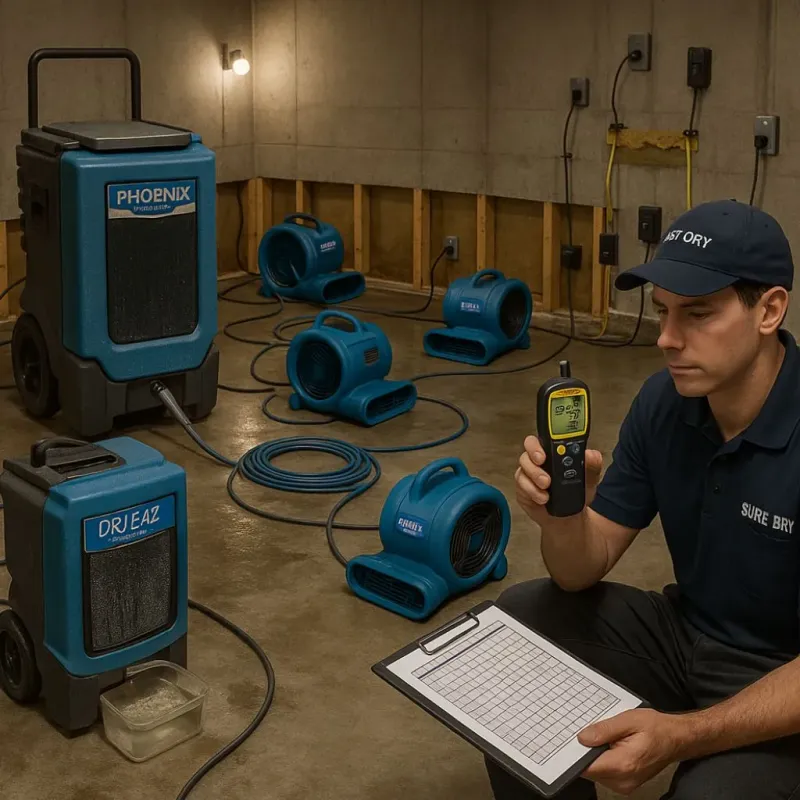 Structural Drying and Dehumidification process in Hartley, CA